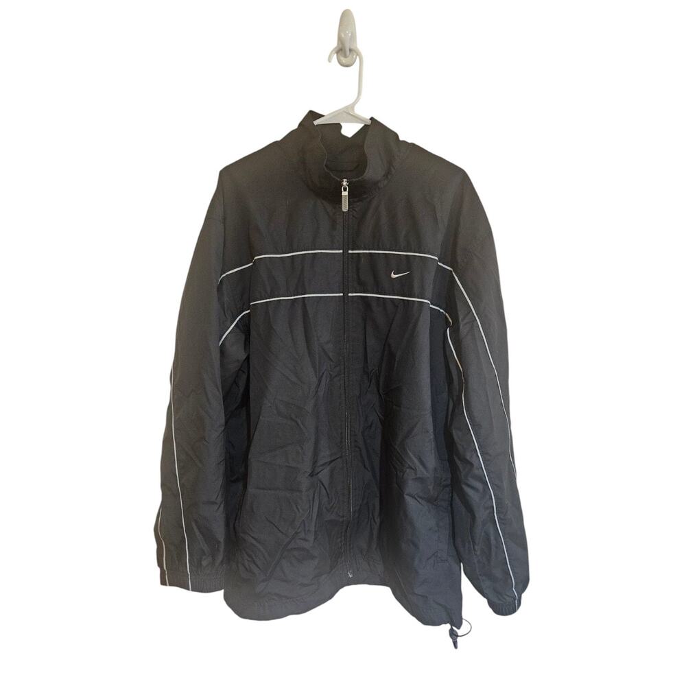 VTG Nike BLACK Nylon Jacket Y2K Lined Windbreaker Gray Tag XL